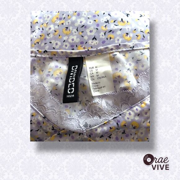 H&M DIVIDED Lavender Floral Satin Slip Dress Women's Size M - Picture 5 of 8